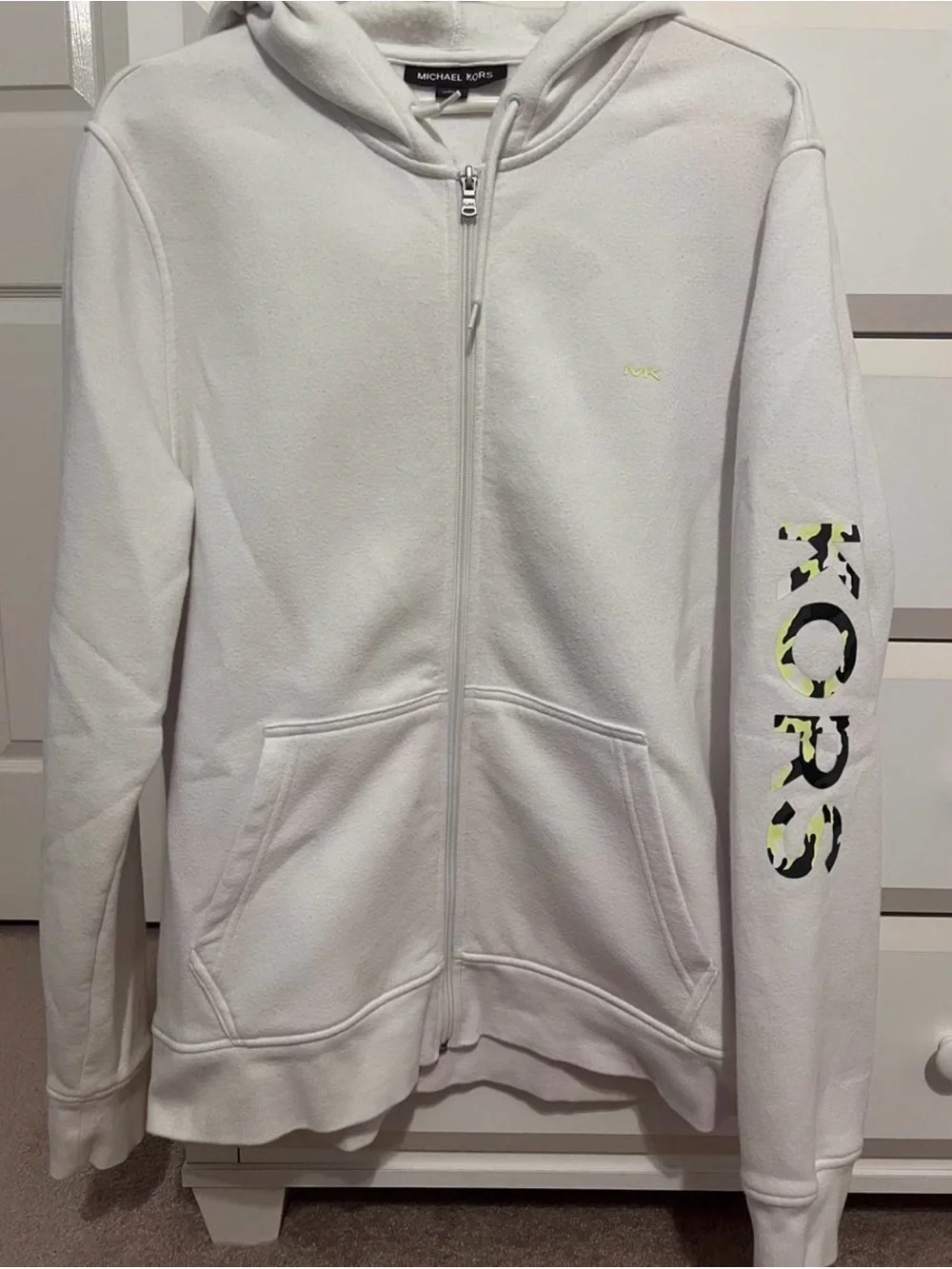 Michael Kors Women’s White Zip-Up Hoodie Jacket